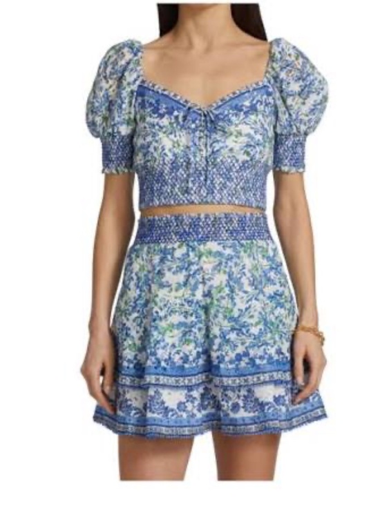 Alice + Olivia Dresses & Skirts - Alice + Olivia Blue Floral crop top + mini skirt Set S